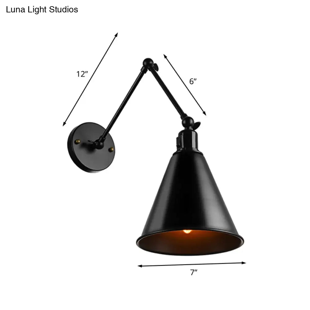 Swing Arm Wall Light Fixture Industrial Metal Sconce Adjustable for Living Room Bedroom Bedside Reading