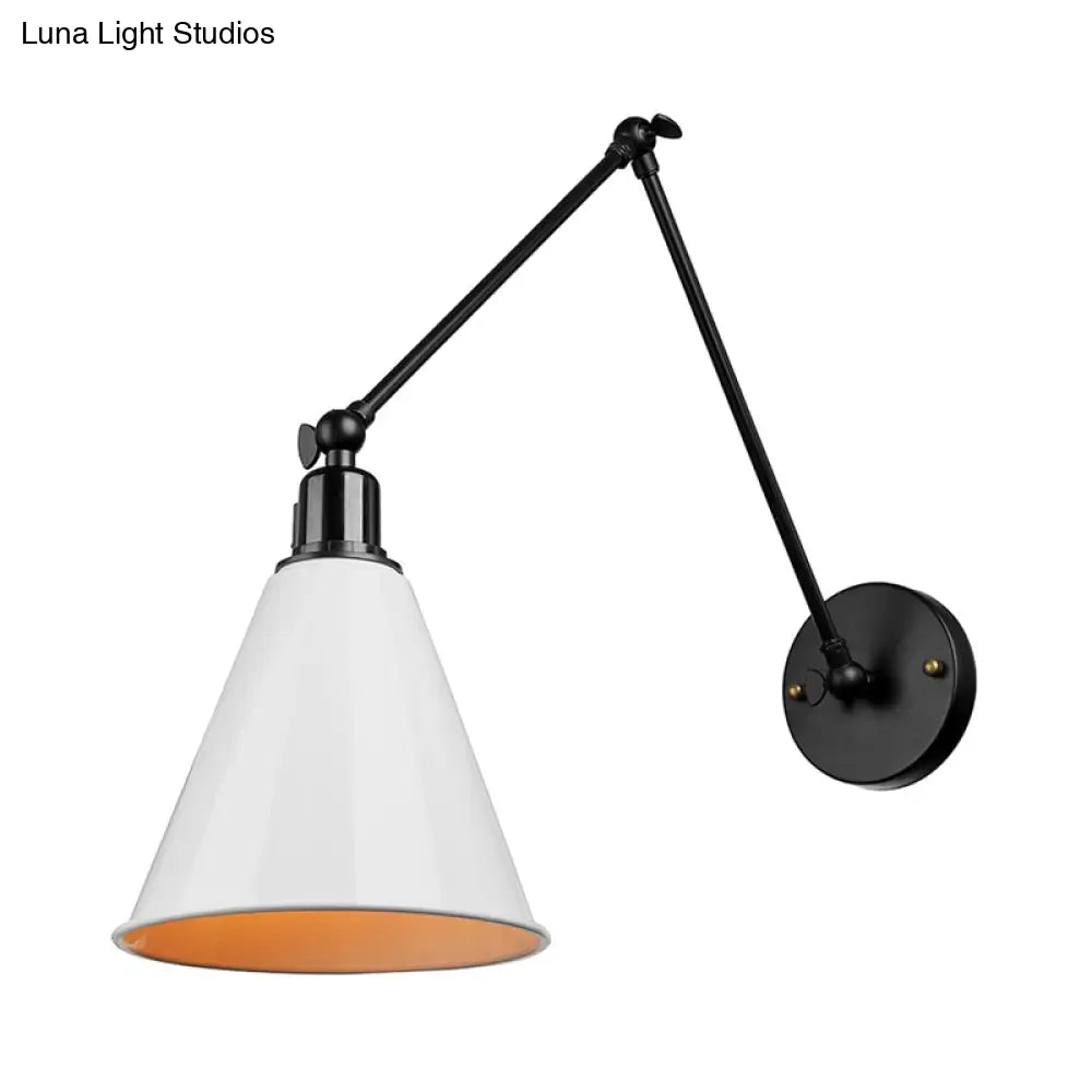 Swing Arm Wall Light Fixture Industrial Metal Sconce Adjustable for Living Room Bedroom Bedside Reading