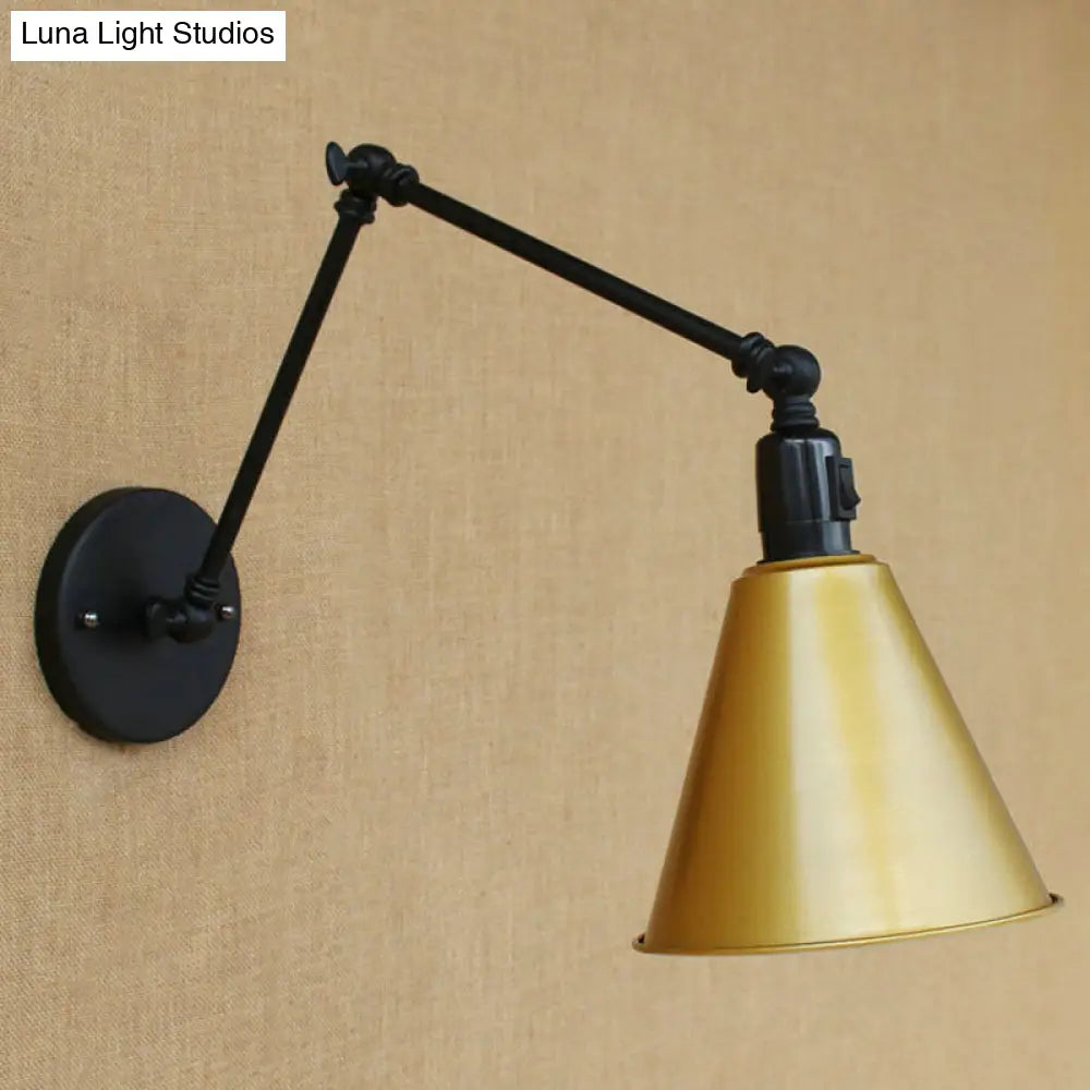 Swing Arm Wall Light Fixture Industrial Metal Sconce Adjustable for Living Room Bedroom Bedside Reading
