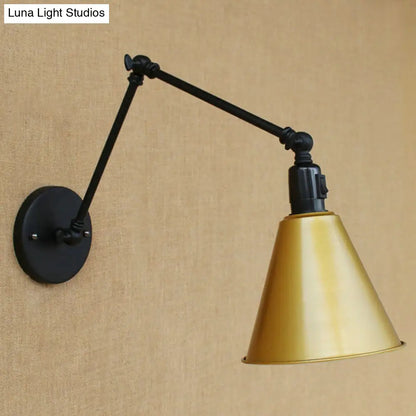 Swing Arm Wall Light Fixture Industrial Metal Sconce Adjustable for Living Room Bedroom Bedside Reading