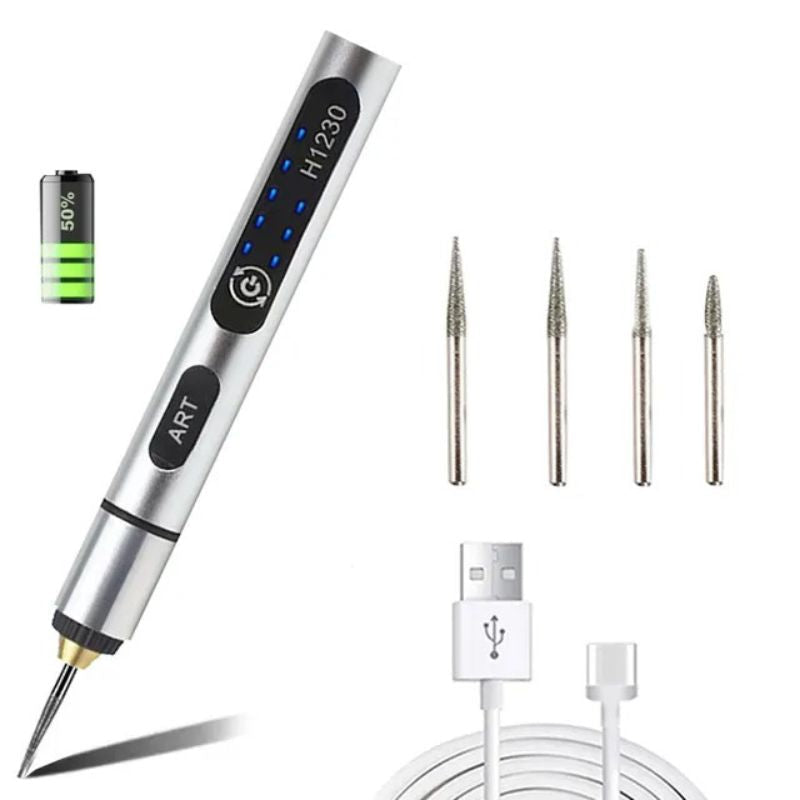 Portable Rotary Tool Kit with LCD Speed Display, Multi-Material Carving Device for Wood Metal Glass Leather, USB Chargeable Handheld Etching