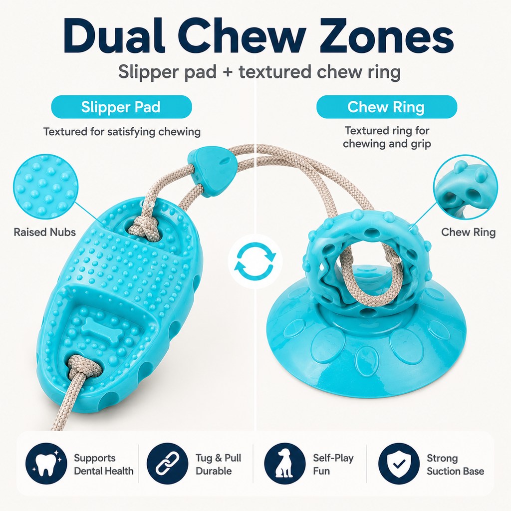 Ortekor Suction Cup Dog Chew & Tug Toy for Indoor Play - Helps Redirect Shoe Chewing & Burn Boredom