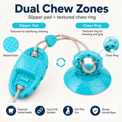 Ortekor Suction Cup Dog Chew & Tug Toy for Indoor Play - Helps Redirect Shoe Chewing & Burn Boredom