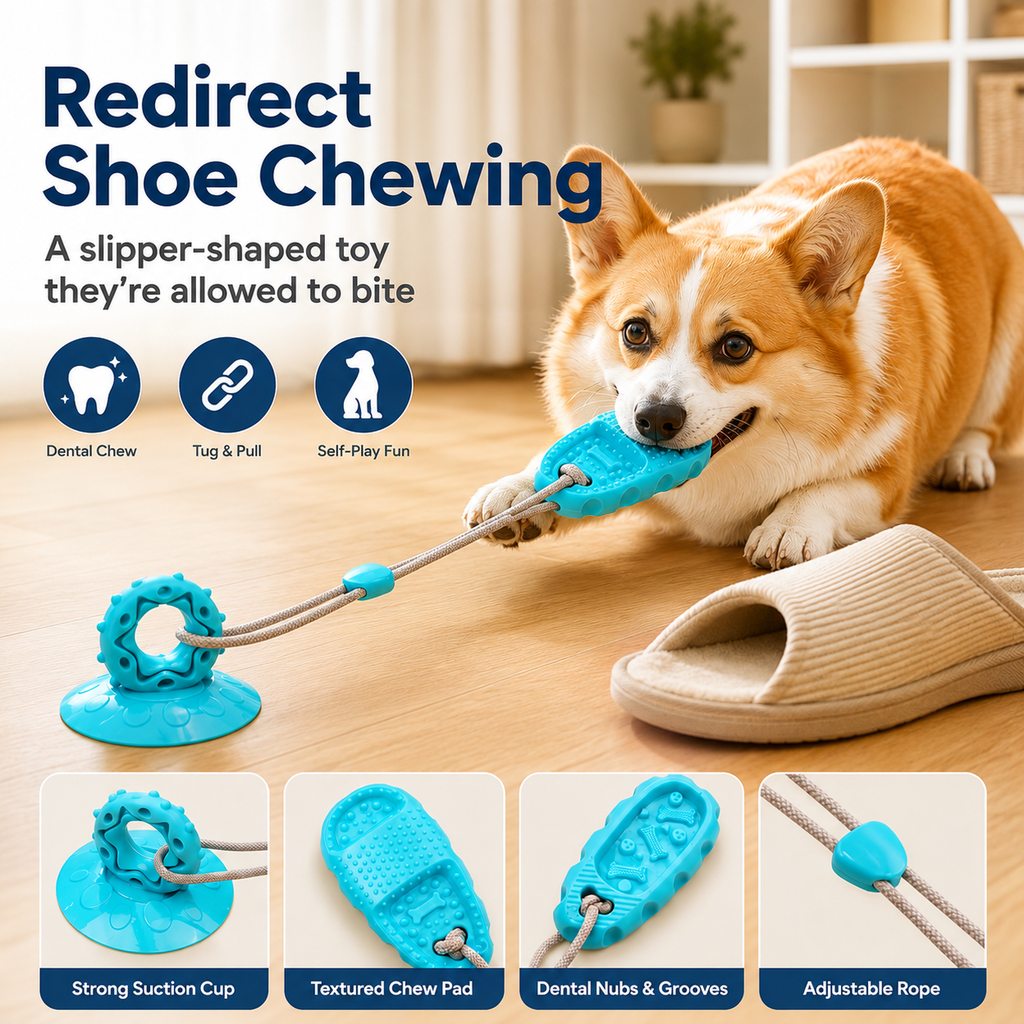 Ortekor Suction Cup Dog Chew & Tug Toy for Indoor Play - Helps Redirect Shoe Chewing & Burn Boredom
