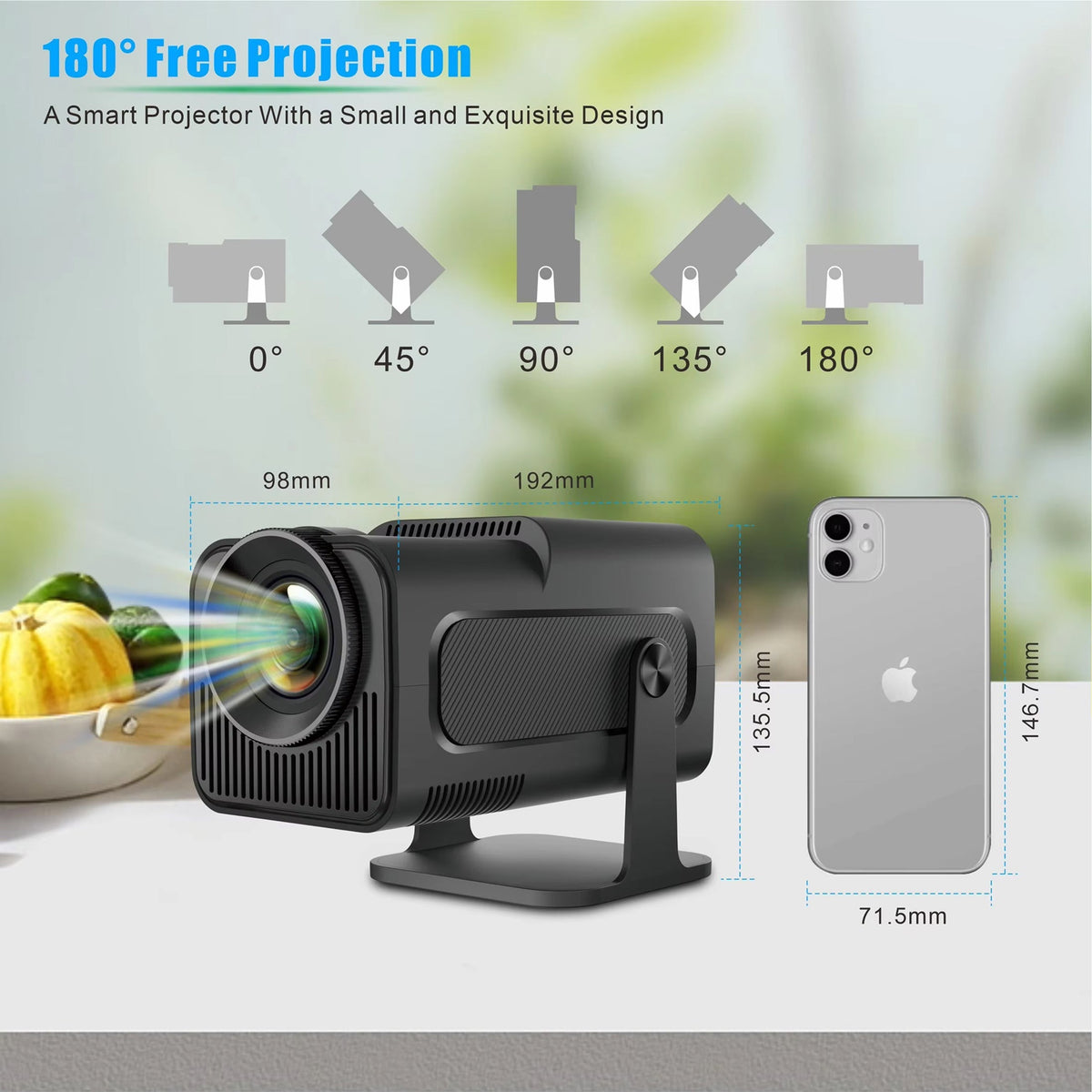 Portable Mini Projector 1080p Full HD Android WiFi LED Home Theater Up to 150 Inch Screen for Indoor Outdoor Movies Gaming