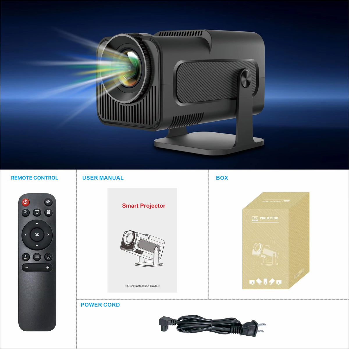 Portable Mini Projector 1080p Full HD Android WiFi LED Home Theater Up to 150 Inch Screen for Indoor Outdoor Movies Gaming