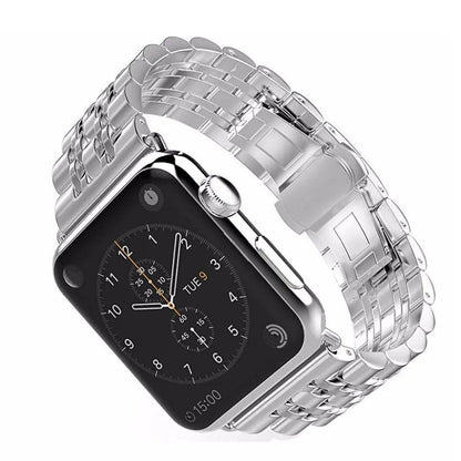Premium Metal Three-Row Chain Watch Strap – 38mm–49mm Sizes, 4 Finishes – Compatible with Latest & Legacy Apple Watches