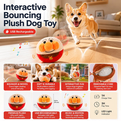 Ortekor Interactive Electric Bouncing Plush Dog Toy for Indoor Chase Play & Bored Dogs