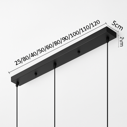 Metal Ceiling Canopy for Multi-Light Pendant Fixtures – Long Mounting Plate in Black or White, 1-5 Outlet Holes, Modern Hardware Accessory