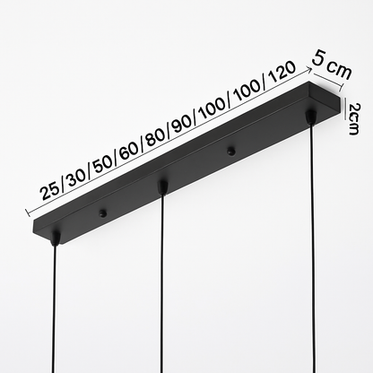 Metal Ceiling Canopy for Multi-Light Pendant Fixtures – Long Mounting Plate in Black or White, 1-5 Outlet Holes, Modern Hardware Accessory