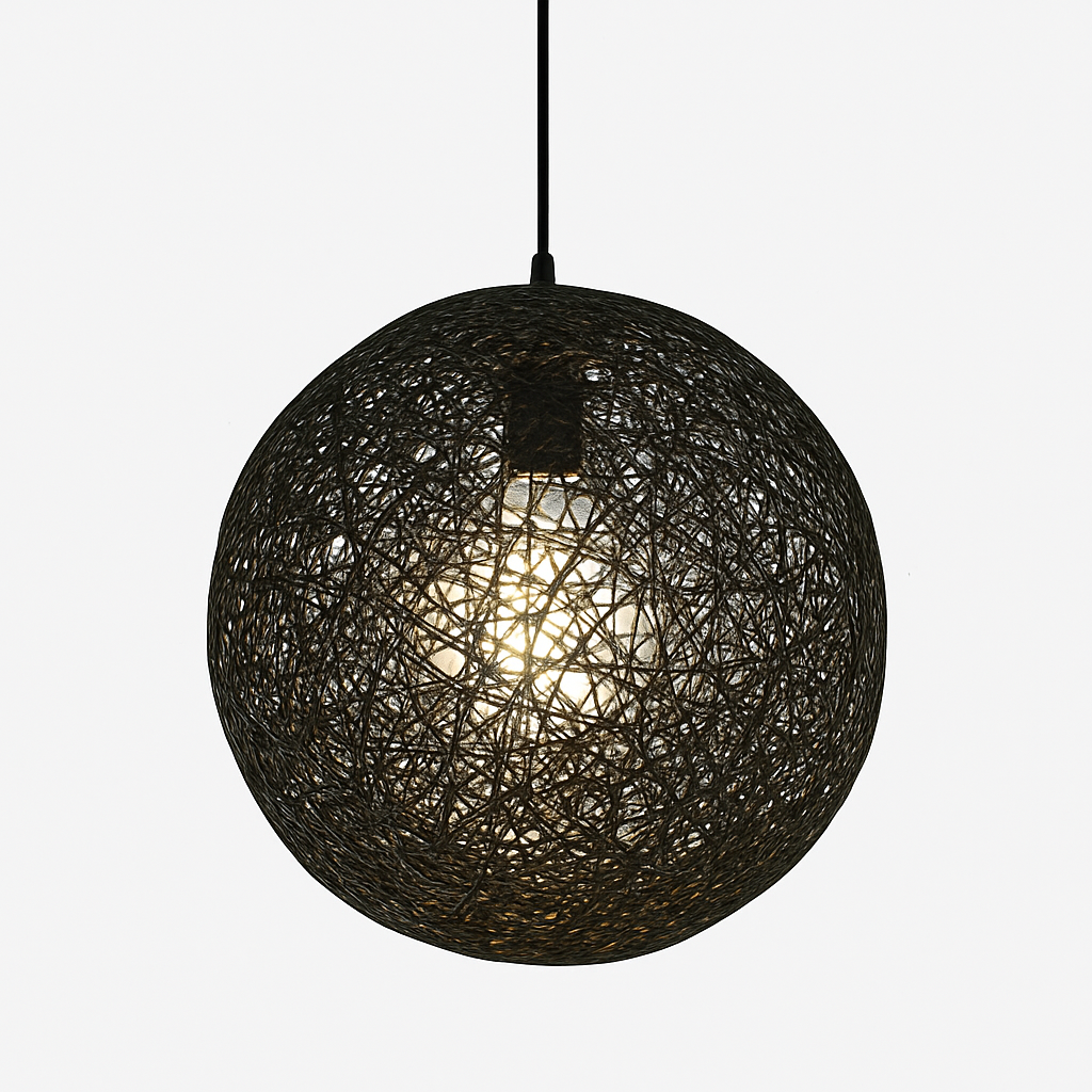 Woven Paper Globe Pendant Light with Adjustable Cord - Handcrafted Sphere Ceiling Fixture for Bedroom & Living Room