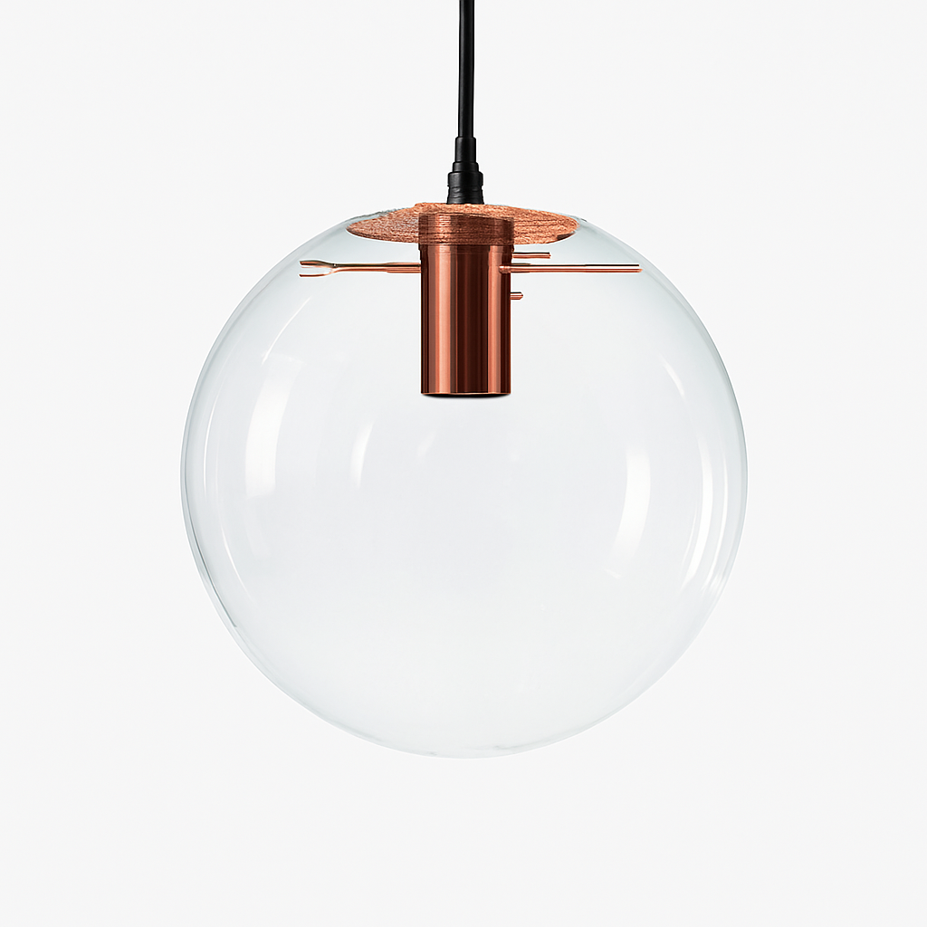 Glass Globe Pendant Light with E27 Socket Rose Gold or Black Finish Modern Ceiling Fixture for Dining Room Living Room Bedroom Office