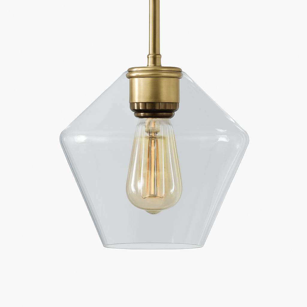 Contemporary Glass & Metal Pendant Light | E27 LED Hanging Fixture for Dining Room, Living Room, Bedroom & Kitchen Island Lighting