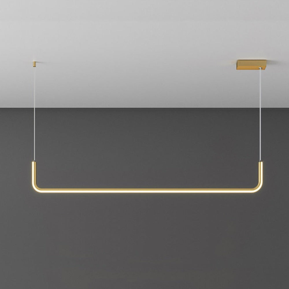 Linear Aluminum LED Ceiling Light Fixture 47 in Black Dimmable for Kitchen Island Dining Table Modern Suspended Bar Over Counter Office