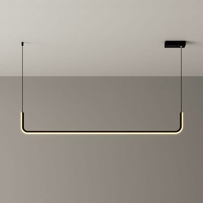 Linear Aluminum LED Ceiling Light Fixture 47 in Black Dimmable for Kitchen Island Dining Table Modern Suspended Bar Over Counter Office