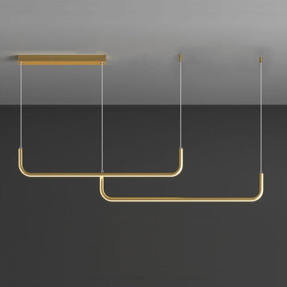 Linear Aluminum LED Ceiling Light Fixture 47 in Black Dimmable for Kitchen Island Dining Table Modern Suspended Bar Over Counter Office