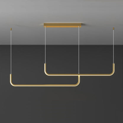 Linear Aluminum LED Ceiling Light Fixture 47 in Black Dimmable for Kitchen Island Dining Table Modern Suspended Bar Over Counter Office
