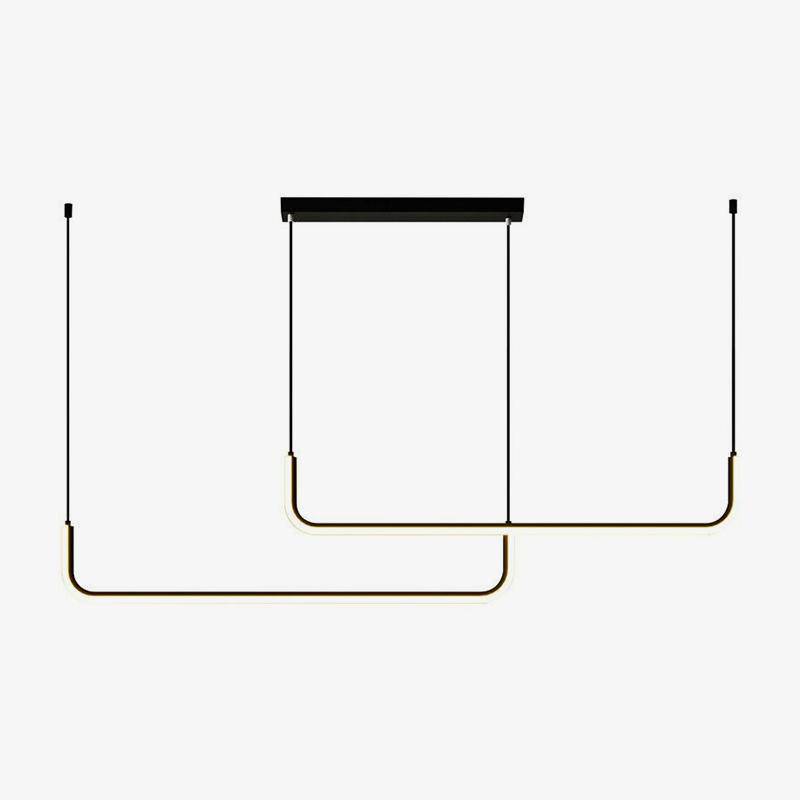 Linear Aluminum LED Ceiling Light Fixture 47 in Black Dimmable for Kitchen Island Dining Table Modern Suspended Bar Over Counter Office