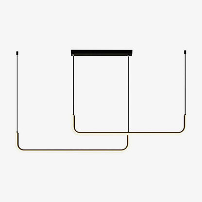 Linear Aluminum LED Ceiling Light Fixture 47 in Black Dimmable for Kitchen Island Dining Table Modern Suspended Bar Over Counter Office