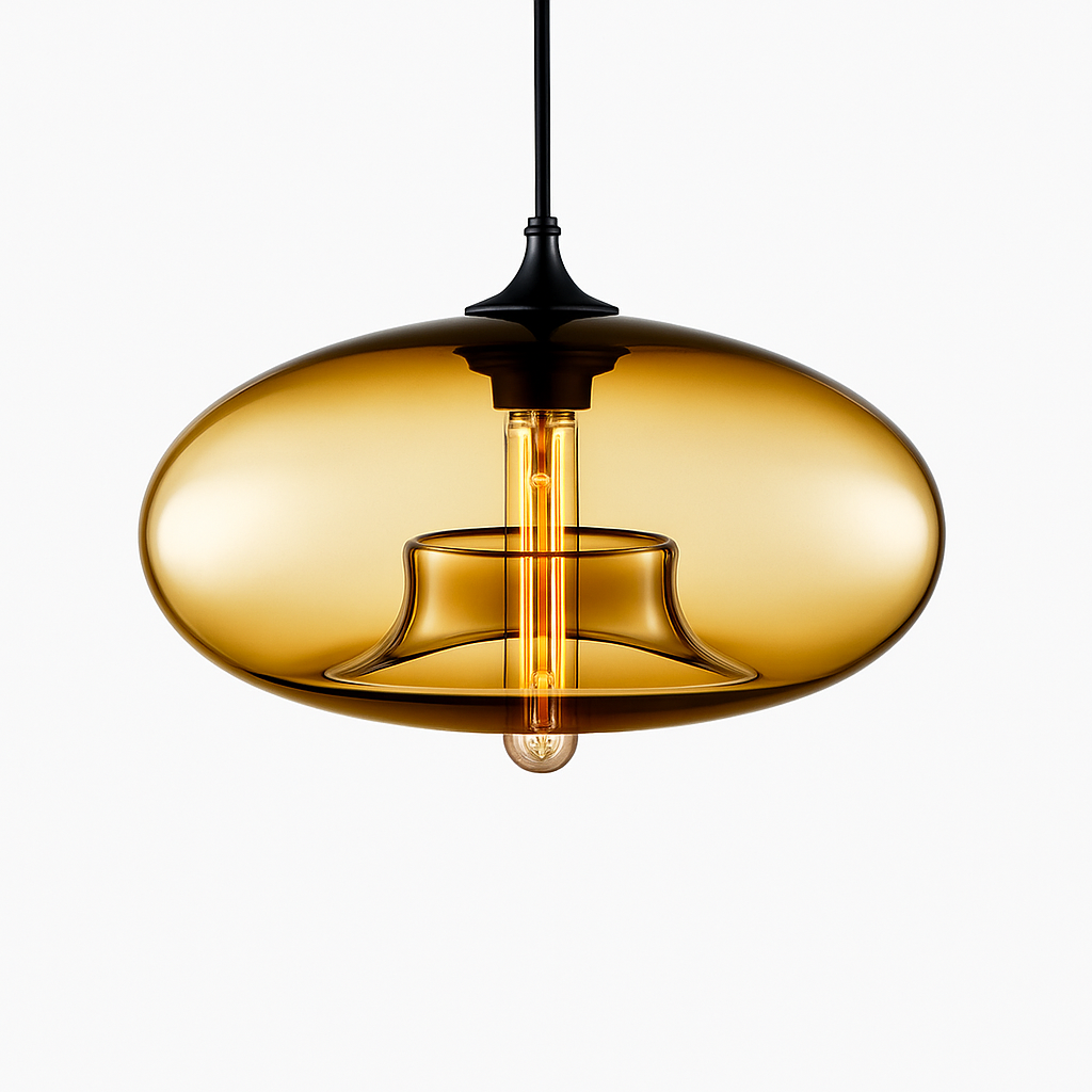 Glass Orb Pendant Light with Floating Inner Cylinder – Modern Hanging Fixture for Dining Room, Kitchen, Bedroom – Adjustable 59 in Cord