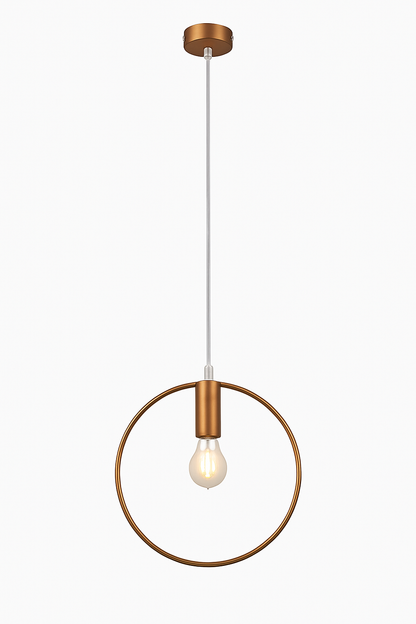 Circular Gold LED Pendant Light | Modern Round Hanging Fixture for Dining Room, Living Room & Bedroom | Geometric Metal Ceiling Lamp