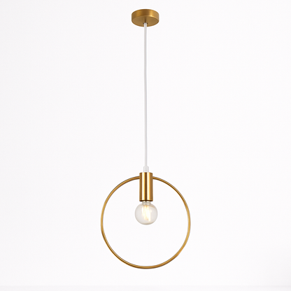 Circular Gold LED Pendant Light | Modern Round Hanging Fixture for Dining Room, Living Room & Bedroom | Geometric Metal Ceiling Lamp