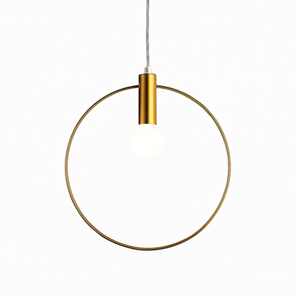 Circular Gold LED Pendant Light | Modern Round Hanging Fixture for Dining Room, Living Room & Bedroom | Geometric Metal Ceiling Lamp