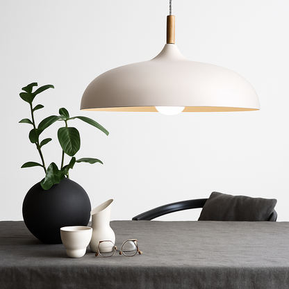 Aluminum & Wood Hanging Fixture E27 Socket for Kitchen Island Dining Room Ceiling Light Adjustable Drop Scandinavian Style Modern Minimalist