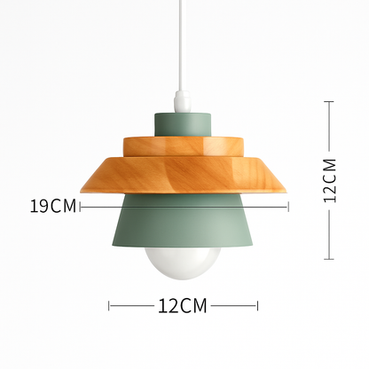 Hanging Ceiling Lamp Wood Metal Shade 11 Inch Drop Light Fixture for Kitchen Island Dining Table Bedroom Scandinavian Style Adjustable Cord