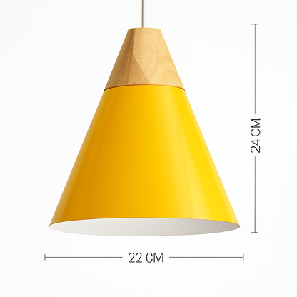 Hanging Ceiling Lamp Wood Metal Shade 11 Inch Drop Light Fixture for Kitchen Island Dining Table Bedroom Scandinavian Style Adjustable Cord