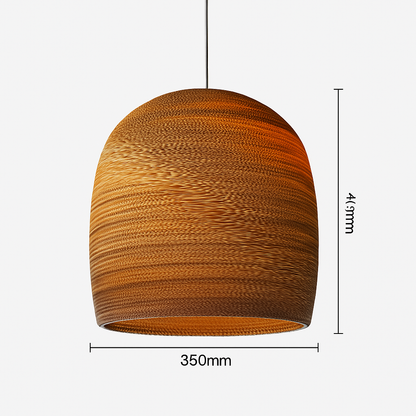 Japandi Paper Pendant Light – Brown Cord-Hung Ceiling Fixture, E27 Bulb Included, 12 Shade Shapes Available for Dining Room, Living Room &