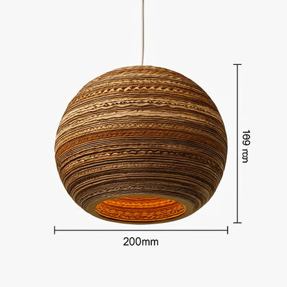 Japandi Paper Pendant Light – Brown Cord-Hung Ceiling Fixture, E27 Bulb Included, 12 Shade Shapes Available for Dining Room, Living Room &