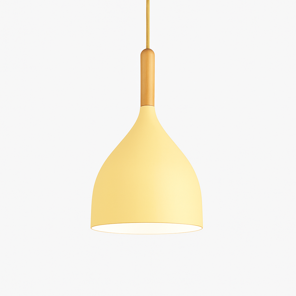 Metal Pendant Light with Wood Rod Modern Kitchen Dining Bar Fixture Adjustable Ceiling Lamp LED E27 Socket Scandinavian Style