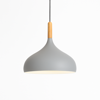 Metal Pendant Light with Wood Rod Modern Kitchen Dining Bar Fixture Adjustable Ceiling Lamp LED E27 Socket Scandinavian Style