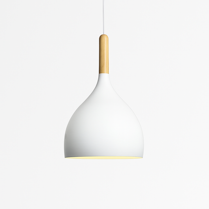 Metal Pendant Light with Wood Rod Modern Kitchen Dining Bar Fixture Adjustable Ceiling Lamp LED E27 Socket Scandinavian Style