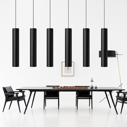 Cylindrical Pendant Light Fixture with Integrated LED - Modern Aluminum Hanging Ceiling Lamp for Kitchen, Dining Room & Living Room