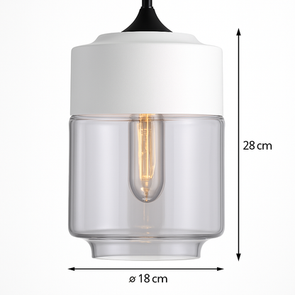 Industrial Glass & Metal Pendant Light for Kitchen Island, Dining Room & Bar | Modern Loft Hanging Fixture with Cord, E27 Socket, Amber or
