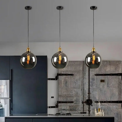 Tinted Glass Hanging Fixture 10-Inch Industrial Ceiling Light for Dining Room Kitchen Island Living Room Modern Pendant Lamp E27 Socket