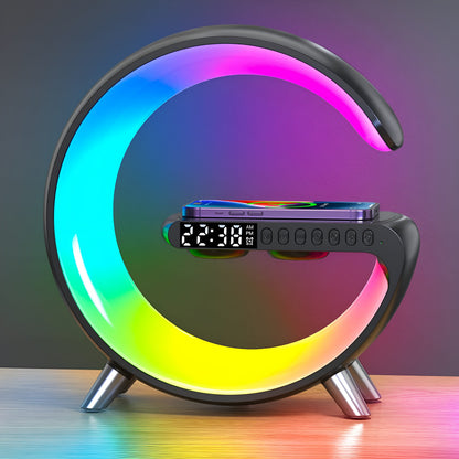 Digital Alarm Clock with Bluetooth Speaker & Wireless Charging Pad for Nightstand