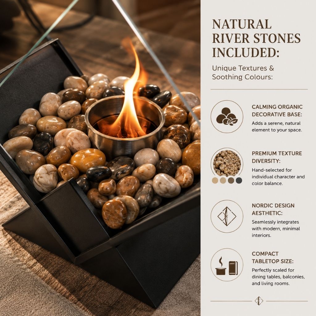 Ethanol Tabletop Fireplace Glass Enclosure Indoor Outdoor Portable Fire Bowl Centerpiece for Dining Table Patio Balcony