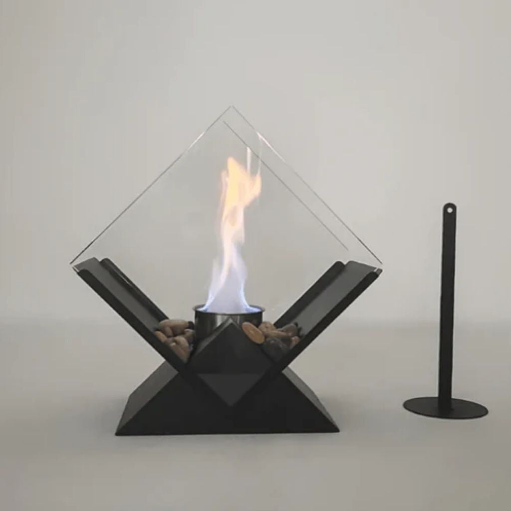Ethanol Tabletop Fireplace Glass Enclosure Indoor Outdoor Portable Fire Bowl Centerpiece for Dining Table Patio Balcony