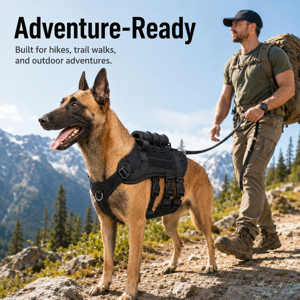 Ortekor Tactical Dog Harness Backpack for Large Dogs - Outdoor Walking, Training & Hiking Gear with Load Carrying Pouch