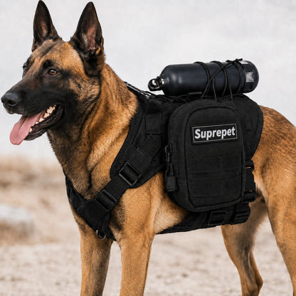Ortekor Tactical Dog Harness Backpack for Large Dogs - Outdoor Walking, Training & Hiking Gear with Load Carrying Pouch
