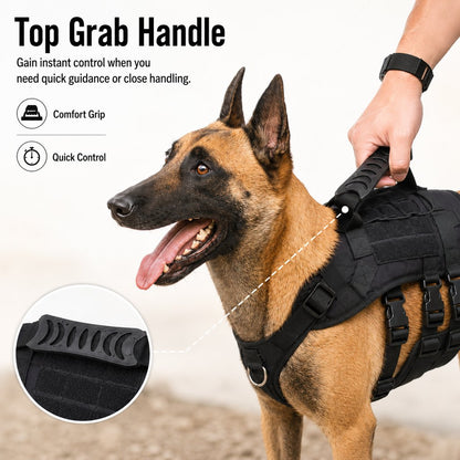 Ortekor Tactical Dog Harness Backpack for Large Dogs - Outdoor Walking, Training & Hiking Gear with Load Carrying Pouch