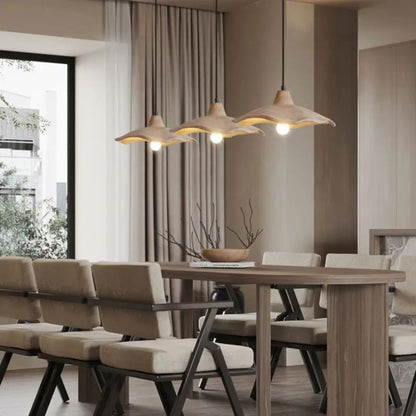 Sculptural Stone Ceiling Light 16.5 Inch Natural Beige for Dining Tables Living Rooms with Height-Adjustable Cable Warm Glow Overhead Fixtur