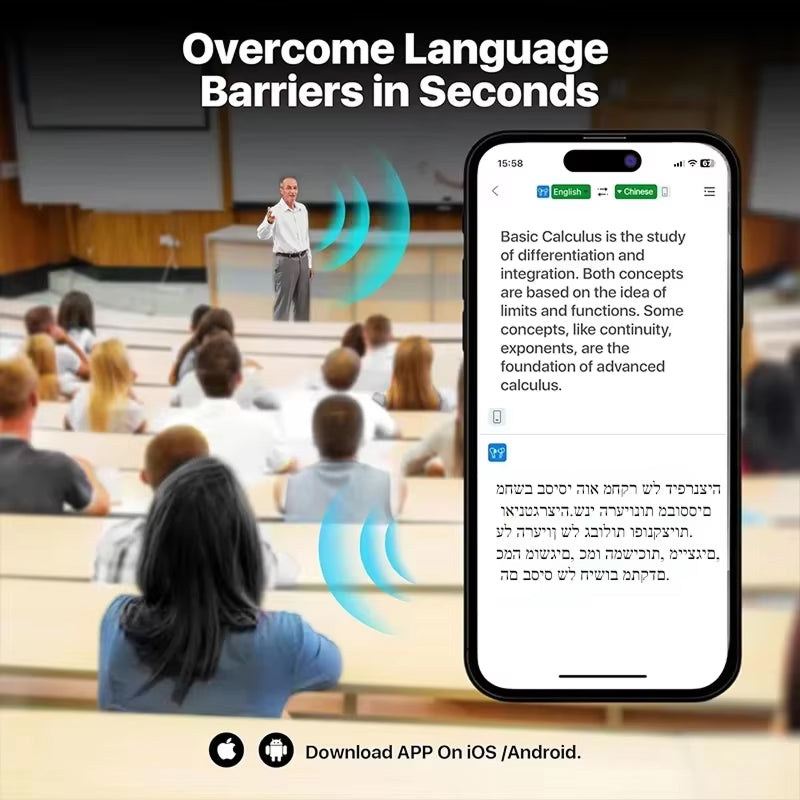 Real-Time AI Language Translator Earbuds – 144 Languages, Open-Ear Design, 80-Hour Battery, Bluetooth 5.4, Hands-Free Communication for