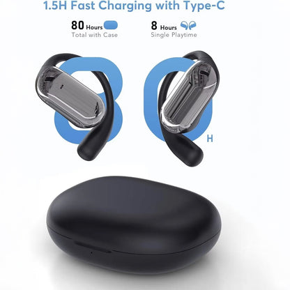 Real-Time AI Language Translator Earbuds – 144 Languages, Open-Ear Design, 80-Hour Battery, Bluetooth 5.4, Hands-Free Communication for