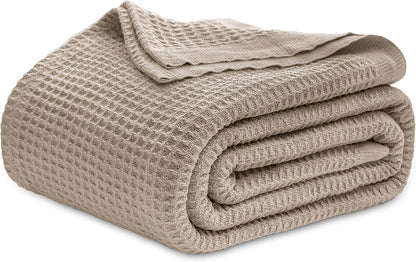 Cozy Haven | 100% Cotton Queen Blanket with Cooling Waffle Weave | Soft & Breathable for Summer Comfort