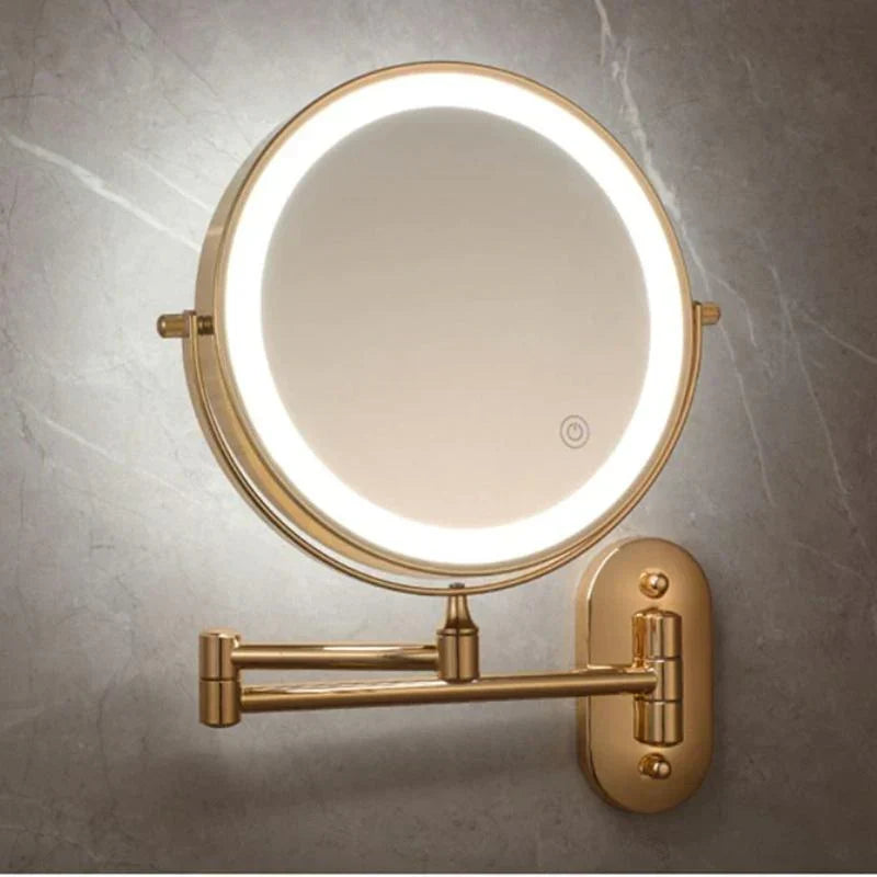 LED Lighted Bathroom Mirror 8 Inch with Magnification Touch Control USB Rechargeable Wall Mount Vanity Mirror for Makeup Application Skincar