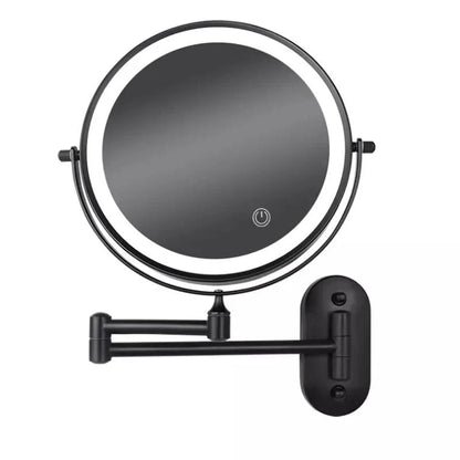 LED Lighted Bathroom Mirror 8 Inch with Magnification Touch Control USB Rechargeable Wall Mount Vanity Mirror for Makeup Application Skincar